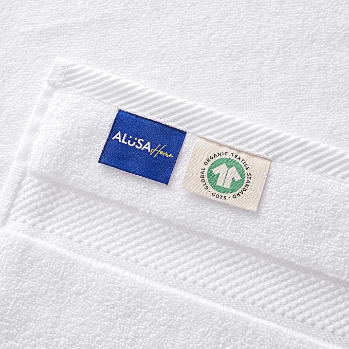Alusa Home 100% Organic Zero-Twist Cotton Towels - GOTS Certified Luxury Bath Towels - Ultra Soft & Plush 700GSM Long-Staple Cotton - 6 Piece Towel Set (Pewter Grey)