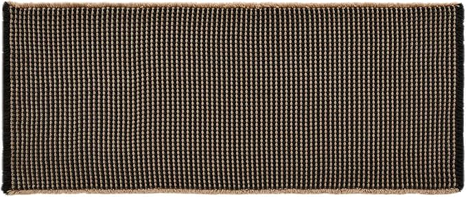 Triohero Waffle Bath Mat, Boho Bathroom Rugs Non Slip Washable, Ultra Soft Super Absorbent Quick Dry Farmhouse Bathroom Decor, 24" x 48", Black & Khaki