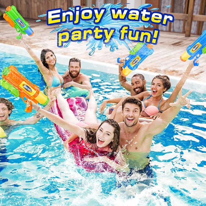 Super Water Gun for Kids Adults: 2 Pack Squirt Blasters 1200cc Super Water Gun Soaker with Impressive Range - Ideal Toys for Boys Girls Summer Outdoor Swimming Pool Water Toys Fun - Green