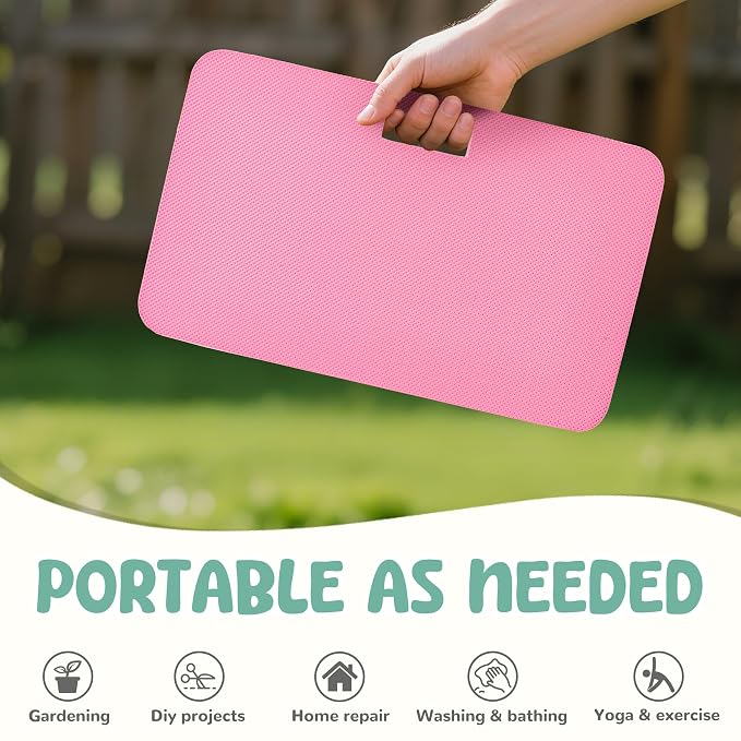 Baby Bath Kneeler, Extra Thick Kneeling Pad for Bathing Babies, Soft Foam Cushioning for Knee, 1.5" Thick Non-Slip, Fast-Drying,Gardening, Bathing Baby, Workout Supplies-Pink
