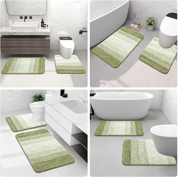 Arotive Microfiber Bathroom Rugs, Shaggy Soft and Absorbent Contour Toilet Rugs, Thick Plush Machine Washable Dry Bath Mats for Toilet Base, 24x16, Mustard Yellow, Rectangular
