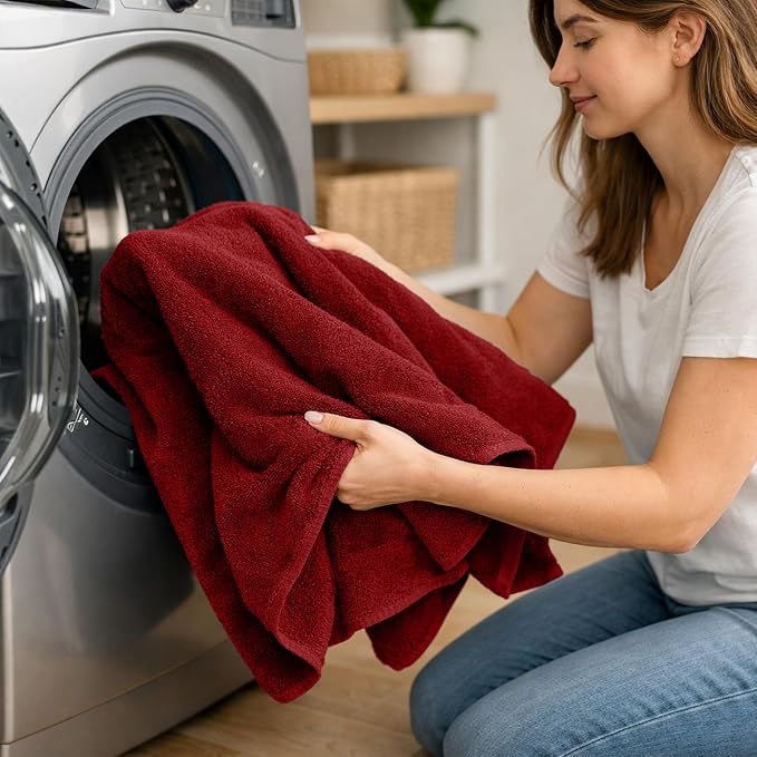 RIVERSIDE Pack of 2 Extra Large Bath Sheets 35 x 70 Inches, 100% Ring Spun Cotton, Hotel Quality, Oversized Bath Towels for Adults, Soft, Highly Absorbent & Quicker to Dry, Red