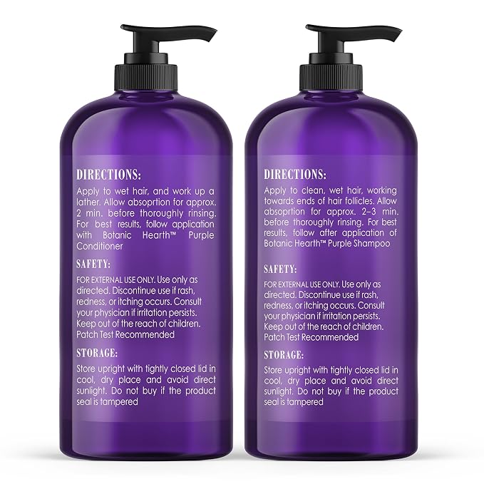 Botanic Hearth Purple Shampoo And Conditioner Set | For All Shades Of Blonde, Silver And Gray Hair | Enhances Highlights | Sulfate Free, Paraben Free, 16 Fl Oz Each