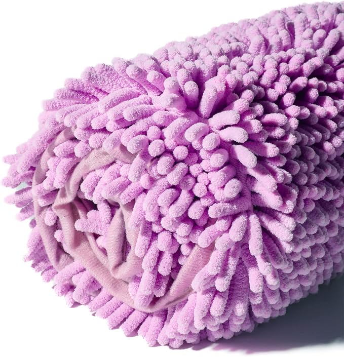 Patas Lague Absorbent Dog Towel for Drying Dogs Large, 35''x15'' Extra Large Microfiber Quick Drying Pet Bath Towel with Hand Pockets, Machine Washable Pet Shammy Lilac