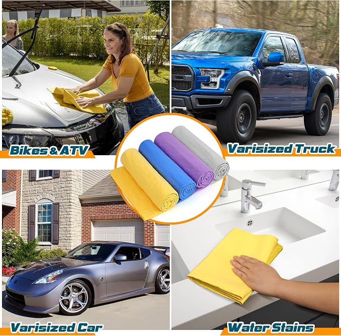 Premium Absorbent Car Drying Towel 2 Pack 26/''x17/'' Super Soft Shammy Towel for Vehicle Reusable Chamois Cloth for Car Drying Dust Remove Bathroom Scratch/Spot/Streak Free Gray Gray