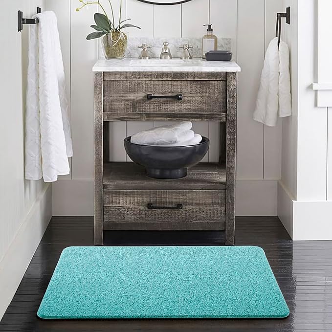 Asvin Soft Textured Bath, Shower, Tub Mat, 24x32 Inch, Phthalate Free, Non Slip Comfort Bathtub Mats with Drain, PVC Loofah Bathroom Mats for Wet Areas, Quick Drying