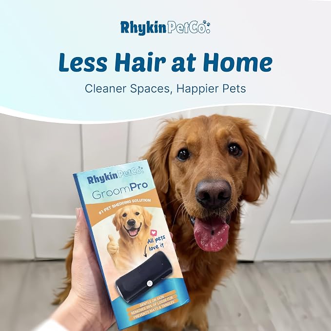 Rhykin GroomPro Dog Deshedding Brush | Undercoat Removal Tool for Dogs | Reduces Shedding Pet Hair Grooming Comb, with a Stainless Steel Blade | Safe Skin Friendly, Professional Grooming Tool for Dogs