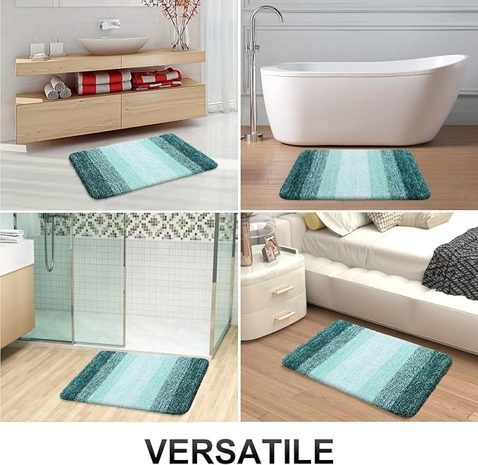 OLANLY Bathroom Runner Rugs 47x20, Extra Soft Absorbent Microfiber Bath Rugs, Rubber Backing, Quick Dry, Washable Bath Mats for Bathroom Floor, Tub and Shower, Home Decor Accessories, Blackish Green