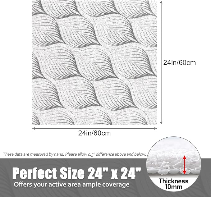 Non Slip Shower Mat - 24x24 Inch Soft and Comfortable Square Shower Mat, PVC Loofah Massage Showe Mat for Inside Shower, Anti Slip Shower Mat for Tub, Floor, Bathroom, Kitchen, Hotel, Quick Drying