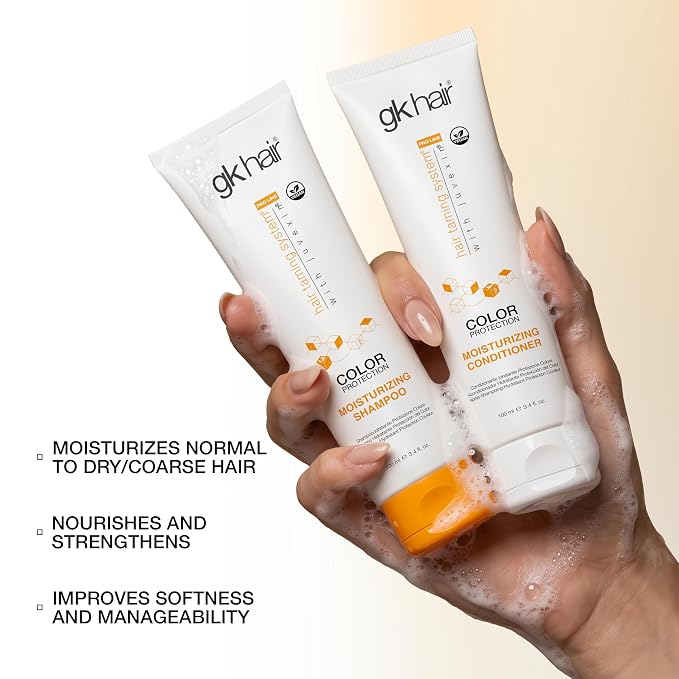 GK HAIR Travel Size Shampoo Conditioner set | Curly Hair Shampoo & Conditioner For Color Protection | Made with Aloe vera, Parki Butter | Free of Parabens Phthalates Sulfate Free 3.4 Fl Oz