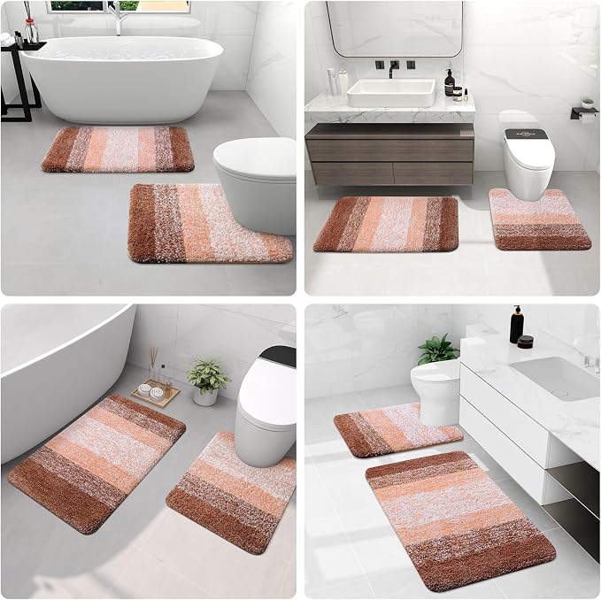 Arotive Microfiber Bathroom Rugs, Shaggy Soft and Absorbent Bath Rug, Thick Plush Machine Washable Dry Bath Mats for Bathroom, Tub and Shower, 59x24, Orange, Rectangular