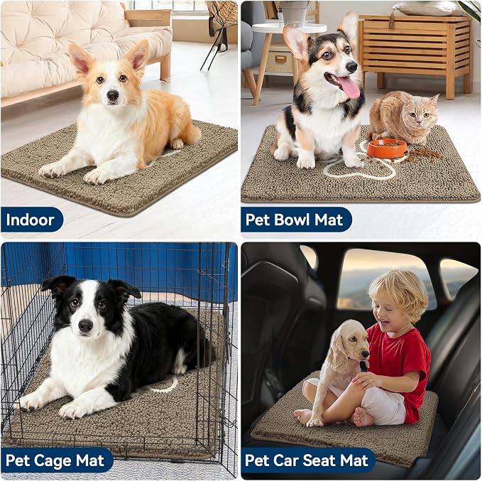 Bcoimo Super Absorbent Dog Door Mat, 36"*24" Anti Slip Mat for Muddy Paws, Pet Rugs for Dirty Paws Washable that Absorbs Moisture and Dirt, for Dog Cage and Pet Resting Carpet