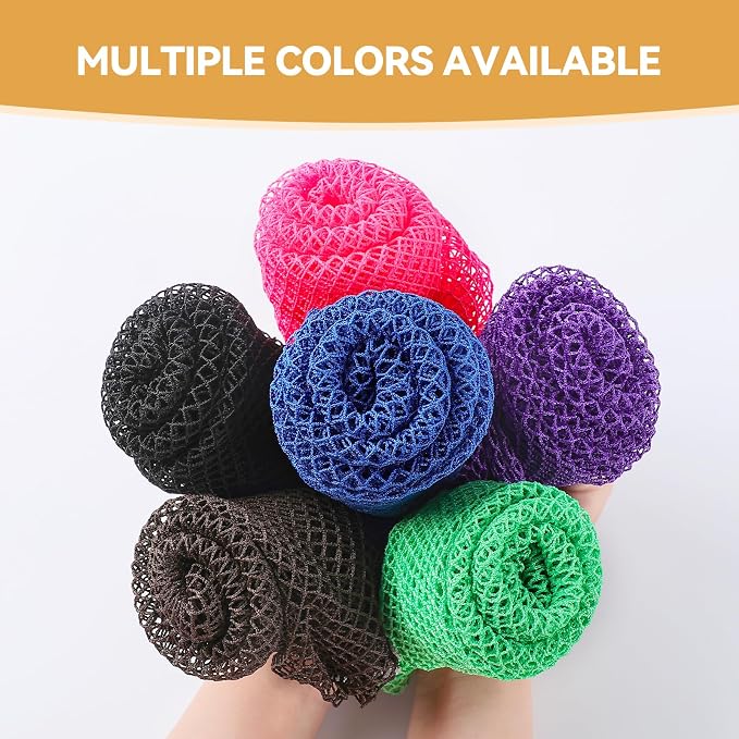 African Net Sponge 6Pk Long Multi Color Exfoliating Body Scrub | Quick Dry, Mildew Resistant Exfoliating African Bath Net for Back & Full Body Shower Cleansing