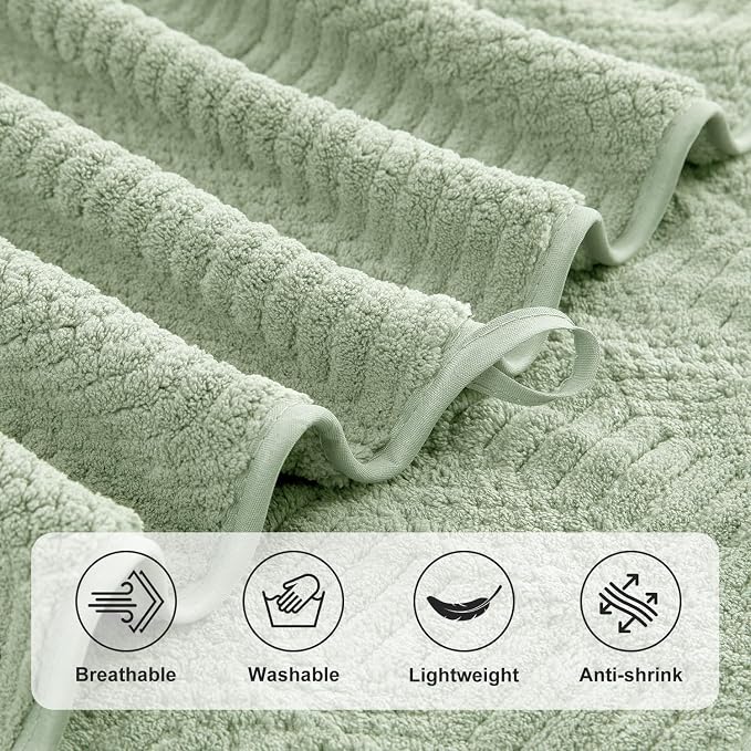 8 Piece Sage Green Bath Towels Set,2 Oversized Large Bath Sheets,2 Hand Towels and 4 Washcloths,600 GSM Soft Fluffy Luxury Towel Set,Highly Absorbent Quick Dry Towel Collection for Bathroom,Home,Hotel