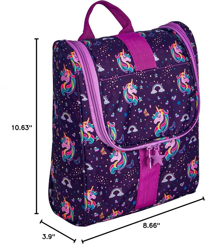 Remobia Hicol Cute Cartoon Hanging Kids Toiletry Bag Children Travel Cosmetic Makeup Organizer Wash Bag Shower bag Over Night Bag Camping Shaving Kit Bag for Boys & Girls(Unicorn)