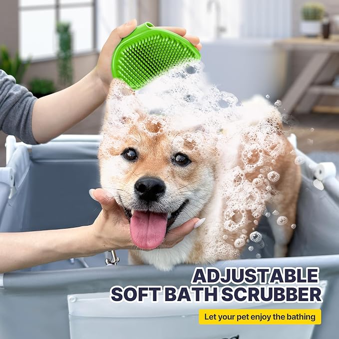 Dog Bathtub Dog Washing Station with Scrubber for Small Medium Dogs Cats, B4 Foldable Dog Tub for Bathing and Grooming, Portable Collapsible Dog Shower Tub, Indoor and Outdoor