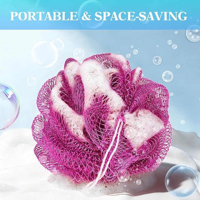 African Net Sponge Authentic Exfoliating Body Scrubber for Shower & Bath, Deep Cleansing Lather for Dead Skin Removal, Back Scrubber Gift for Women & Men(Purple)