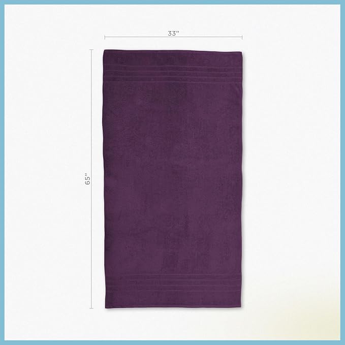 Martex 2-Pack Ultimate Performance Bath Sheet Set, Dark Purple, 33" x 65" | 100% Cotton, Extra Large Bath Towels, Super Absorbent, Low-Linting, Supersoft