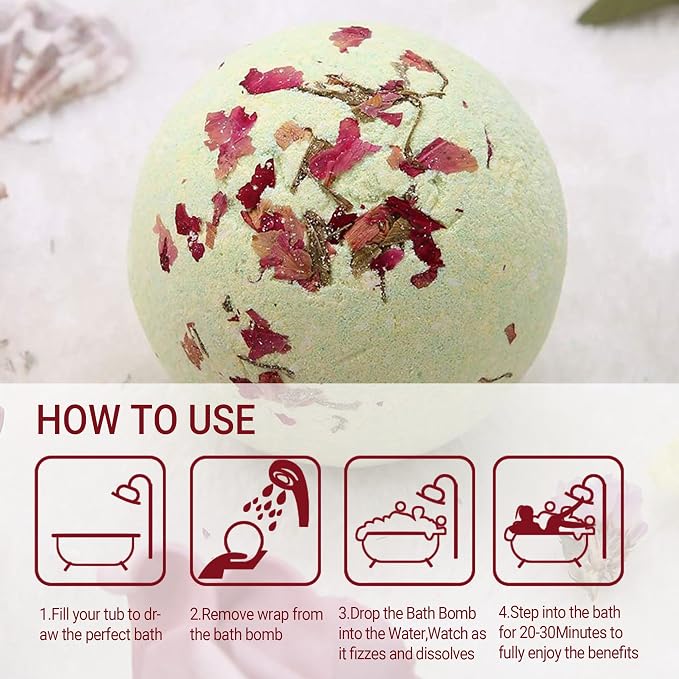 Bath Bombs for Women Spa Gift Set with Maria-Rose Essential Oils Sea Salt Moisturizing Relaxing Birthday Gift for Her Bubble Bath Skincare Relaxation Aromatherapy Gifts 1 Pack