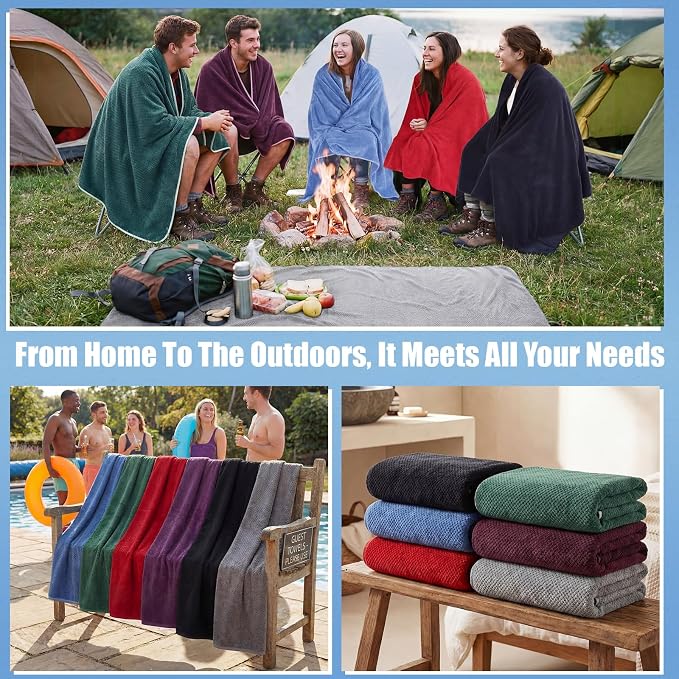 Newwiee 6 Pcs Oversized Bath Towels 40 x 80 Inches Extra Large Jumbo Bath Sheets Beach Towels for Adults Soft Quick Dry Highly Absorbent Microfiber Shower Towel with Hanging Loop(Dark Color)