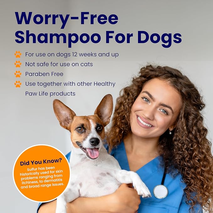 Healthy Paw Life Soothing Dog Shampoo - Cleansing Wash for Dogs & Cats, Sulfur & Salicylic Acid Formula for Skin Irritation, Surface Redness, & Tough Odors - 1 Gallon