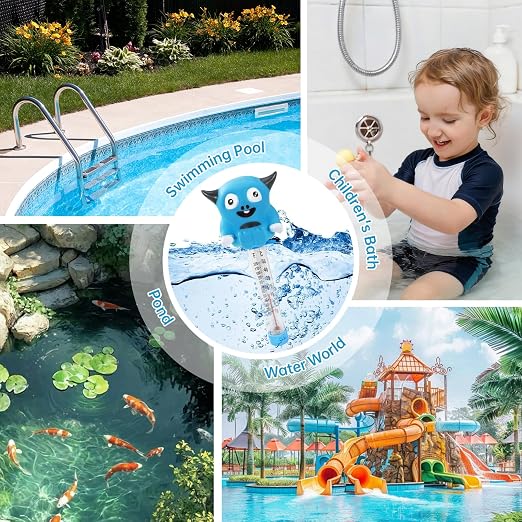 Pool Thermometer Floating, Water Temperature Thermometer with String, Large Size Easy Read & Shatter Resistant Pool Accessories for Ice Bath & Hot Tub, Outdoor & Indoor Swimming Pool, Spas(Monster)