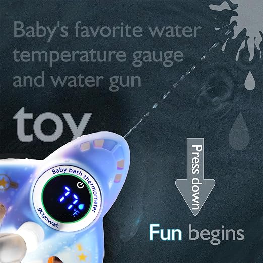 Baby Bathtub Thermometer with LED Display Screen+Blue Airplane toy-2-in-1 | Color Coded Alarm (Cold/Comfortable/hot) Bath Temperature Monitor, Adorable Floating Toys for Infants, Essential for Babies