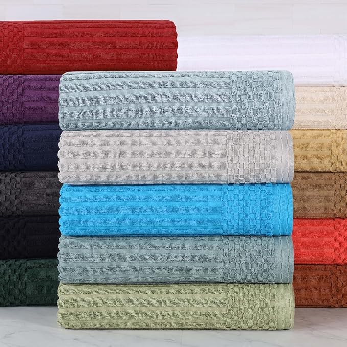 Superior 4 Piece Cotton Bath Towel Set, Includes 4 Bath Towels, Daily Use for Bathroom, Guest Bath, Quick Dry, Spa, Resort Towels, Ribbed, Absorbent, Home Essentials, Soho Collection, Golden Mist
