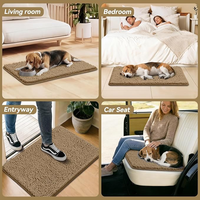 Bcoimo Super Absorbent Dog Door Mat, 36"*24" Anti Slip Mat for Muddy Paws, Pet Rugs for Dirty Paws Washable that Absorbs Moisture and Dirt, for Dog Cage and Pet Resting Carpet