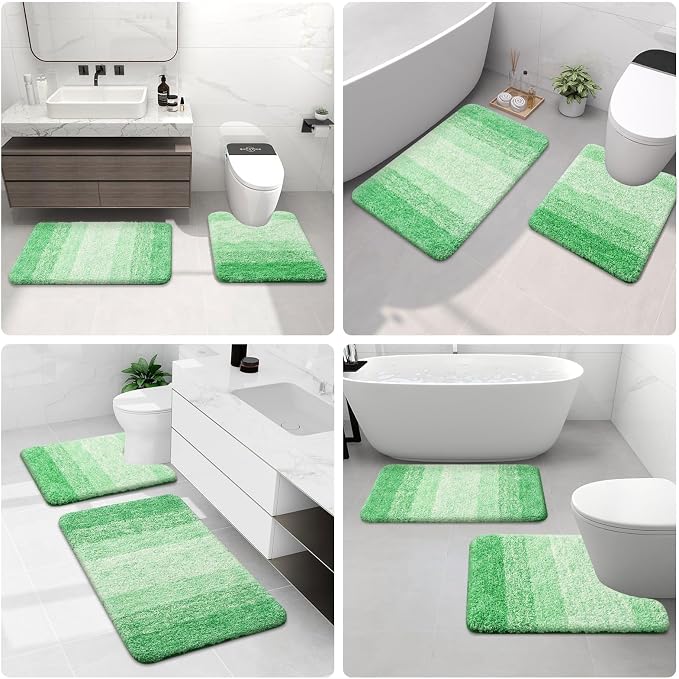Arotive Microfiber Bathroom Rugs, Shaggy Soft and Absorbent Bath Rug, Thick Plush Machine Washable Dry Bath Mats for Bathroom, Tub and Shower, 36x24, Green, Rectangular