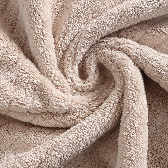 YTYC 39x78 Bath Sheets Extra Large Bath Towels Set for Adults Super Soft Absorbent Striped Microfiber Oversized Bathroom Towels - Beige, 6 PCS