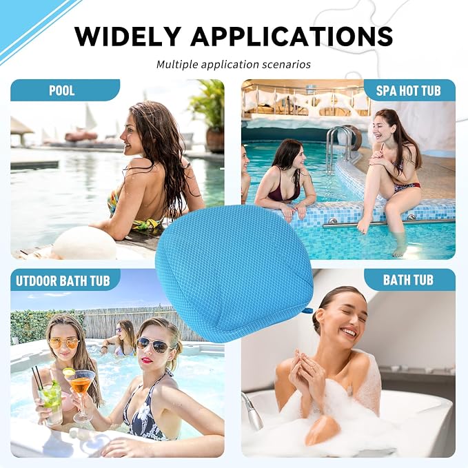 Hot Tub Booster Seat for Adults, 4D Air Mesh Hot Tub Cushion with 6 Strong Non-Slip Suction Cups, Ergonomic Hot Tub Seats, Quick Dry Hot Tub Accessories for Adults Indoor Outdoor, No Zipper Design