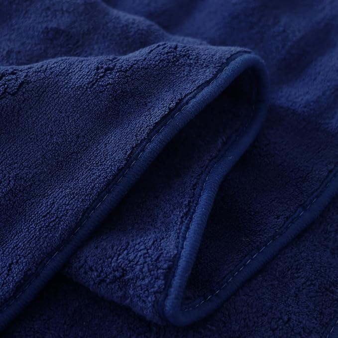 Bath Sheets 40x80 Inches Microfiber Extra Large BathTowels Super Soft Absorbent Quickly Dry Shower Towels for Bathroom (Navy Blue,PK 2)