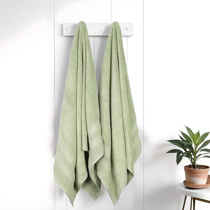 Superior Venice Zero Twist Cotton Medium Weight Small Towels, for Kitchen, Bathroom, Shower, Spa, Plush Essentials, Ribbed Textured Border, Face Towels Washcloths, Set of 12, Green
