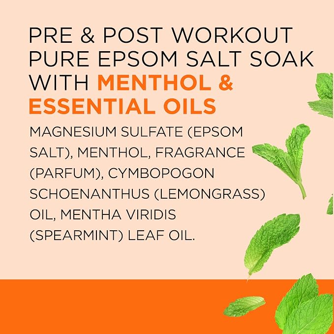 Dr Teal's Epsom Salt Magnesium Soak, Pre & Post Workout with Menthol & Essential Oils, 3 lbs