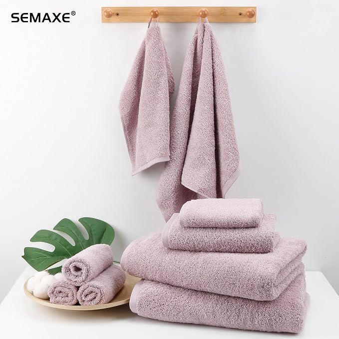 SEMAXE 4-Pack Purple Cotton Hand Towels for Bathroom with Hanging Loops | Sink-side towels for drying hands and face, ideal for bathrooms, guest baths, powder rooms, OEKO-TEX certified, easy care
