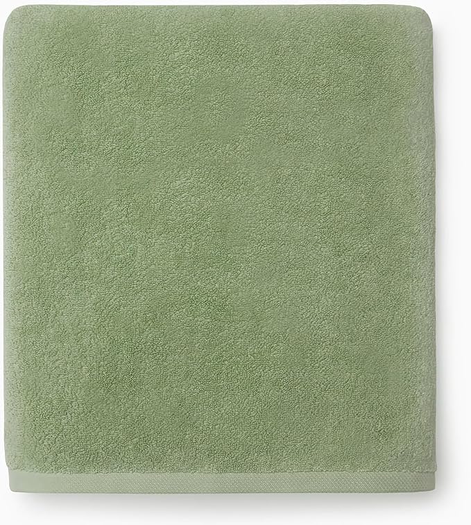 Sferra Cielo Bath Sheet 40" x 70" - 100% Long-Staple Zero Twist Cotton Towel, Fade-Resistant Dye, Super Soft and Highly Absorbent, Luxurious Woven Border Large Towels for Bathroom, Palm