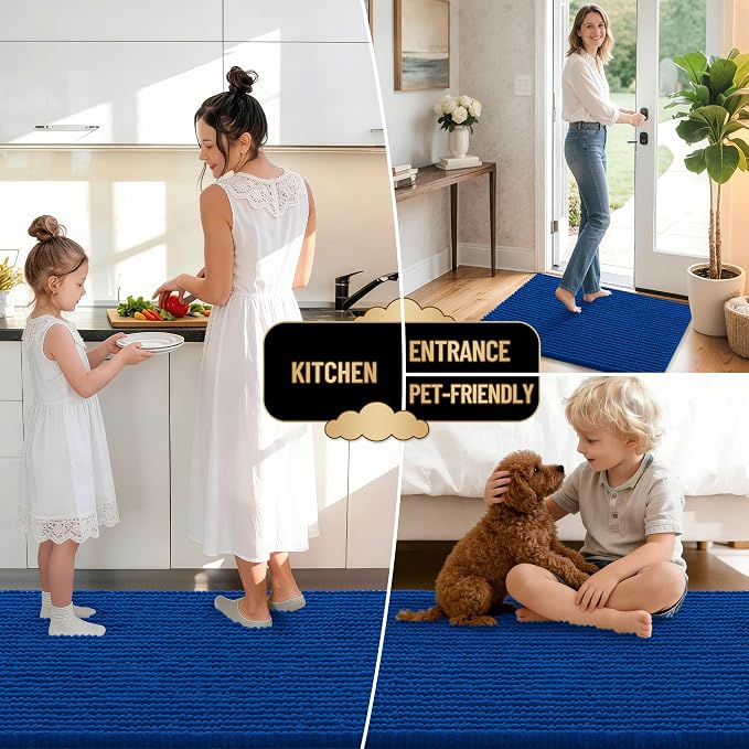 OLANLY Thick Bathroom Rugs 36x24, Extra Soft Absorbent Chenille Bath Rugs, Rubber Backing, Machine Wash Dry, Bath Mats for Bathroom Floor, Tub and Shower, Home Decor Accessories, Royal Blue