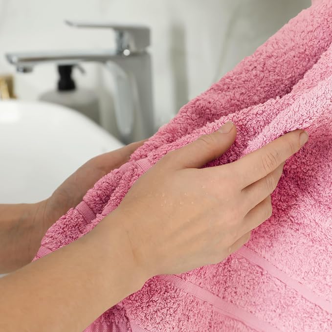 100% Ring Spun Cotton Hand Towels for Bathroom – 550 GSM Soft & Absorbent Towel Set– Pack of 6 Small Towel (34x20in) – Quick Dry Luxury Cotton Hand Towels – Baby Pink