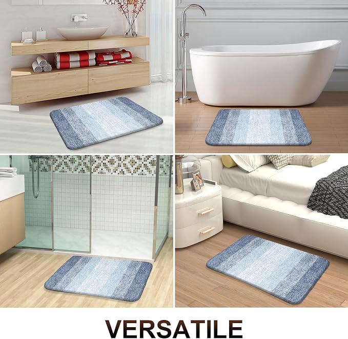 OLANLY Large Bathroom Rugs Mat 50x30, Extra Soft Absorbent Microfiber Bath Rugs, Rubber Backing, Quick Dry, Machine Washable Bath Mats for Bathroom Floor, Tub and Shower, Home Decor Accessories, Blue