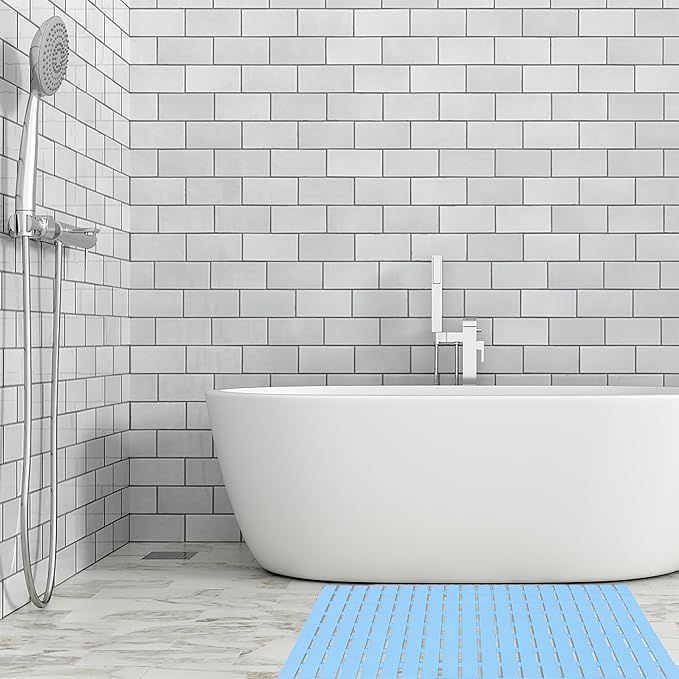 BEMISO Shower Mat Non Slip Bathtub Mat with Suction Cups and Drain Holes 27.5 x15.7 Inch Bath Mat for Tub & Shower.Easy Dry,Easy to Cut,Eco-Friendly