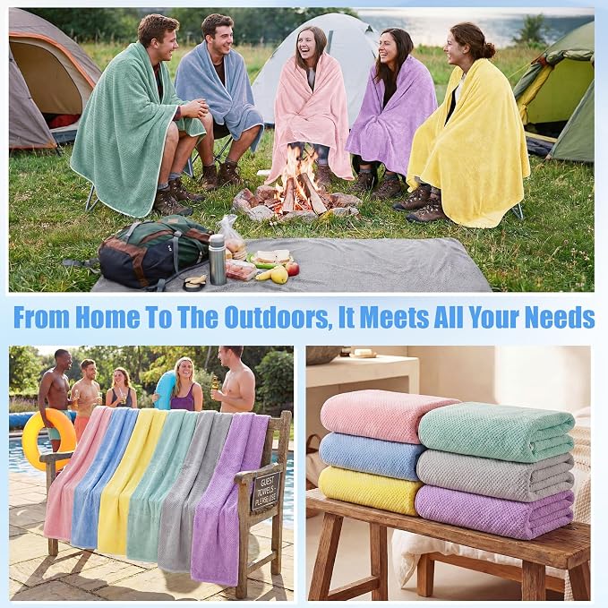Newwiee 6 Pcs Oversized Bath Towels 40 x 80 Inches Extra Large Jumbo Bath Sheets Beach Towels for Adults Soft Quick Dry Highly Absorbent Microfiber Shower Towel with Hanging Loop(Pastel Color)