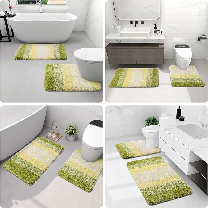 Arotive Microfiber Bathroom Rugs, Shaggy Soft and Absorbent Bath Rug, Thick Plush Machine Washable Dry Bath Mats for Bathroom, Tub and Shower, 30x20, Olive Green, Rectangular