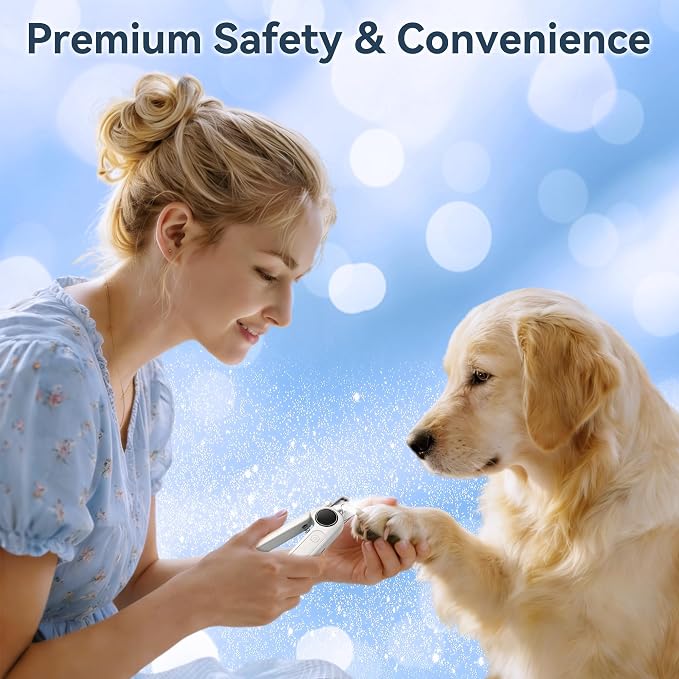 2-in-1 Quiet Electric Pet Nail Clipper & Grinder with Light for Dogs Cats | Dual LED Lights,3-Speed Grinder,Nail Clipping Splash Guard,Type-C Rechargeable,Quiet Design for Anxious Dogs & Cats