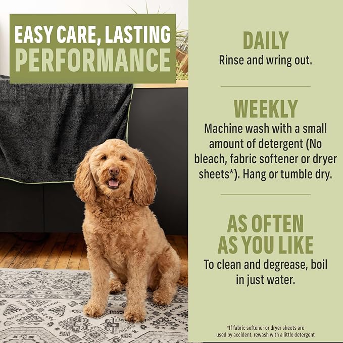 E-Cloth Pet Cleaning & Drying Bath Towel - Dog & Cat Towel, Absorbent Quick Dry Microfiber, Fast Puppy Clean, Grabs Outdoor Mud, Grass, Twigs, & Moisture, Easy to Wash - Medium