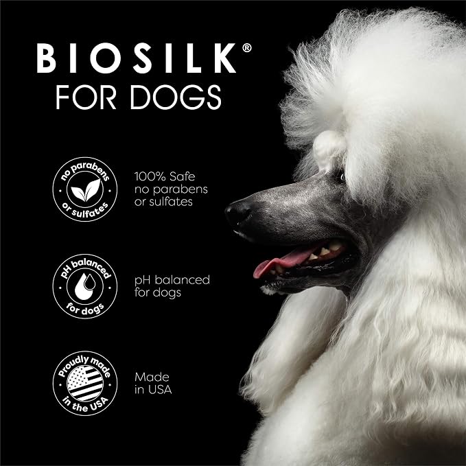 BioSilk for Dogs Silk Therapy Waterless Shampoo Spray with Organic Coconut Oil, No Rinse Dry Dog Shampoo, Sulfate and Paraben Free, pH Balanced, Made in the USA, 7 Fl Oz