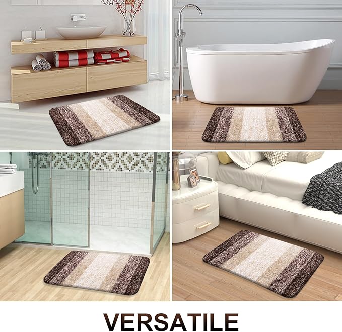 OLANLY Large Bathroom Rugs Mat 45x27, Extra Soft Absorbent Microfiber Bath Rugs, Rubber Backing, Quick Dry, Machine Washable Bath Mats for Bathroom Floor, Tub and Shower, Home Decor Accessories, Brown