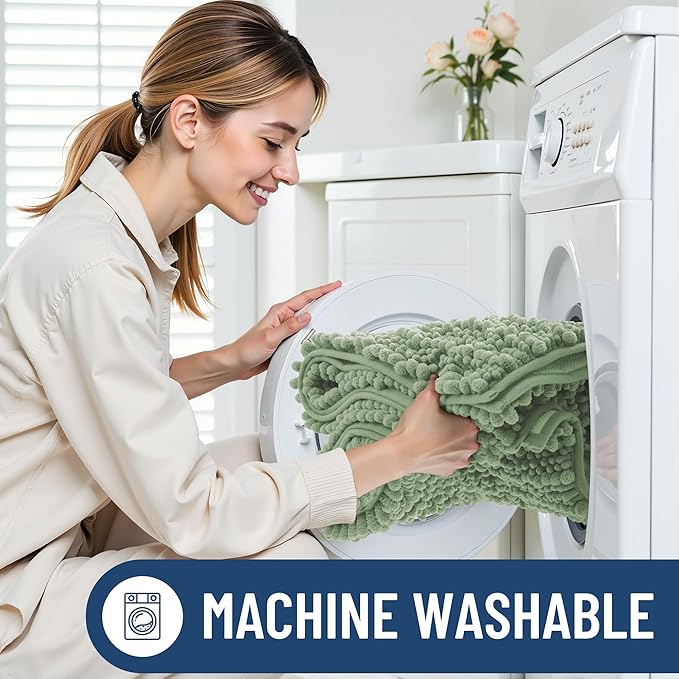 Smiry Bathroom Rugs Mat 59x35, Extra Soft Absorbent Chenille Bath Rugs, Non Slip Rubber Backing Machine Washable Quick Dry Bath Mats for Bathroom Floor, Tub, Shower, Home Decor Accessories, Sage Green