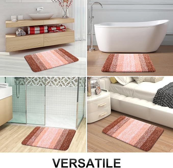 OLANLY Bathroom Runner Rugs Mat 59x20, Extra Soft Absorbent Microfiber Bath Rugs, Rubber Backing, Quick Dry, Washable Long Bath Mats for Bathroom Floor, Tub and Shower, Home Decor Accessories, Orange
