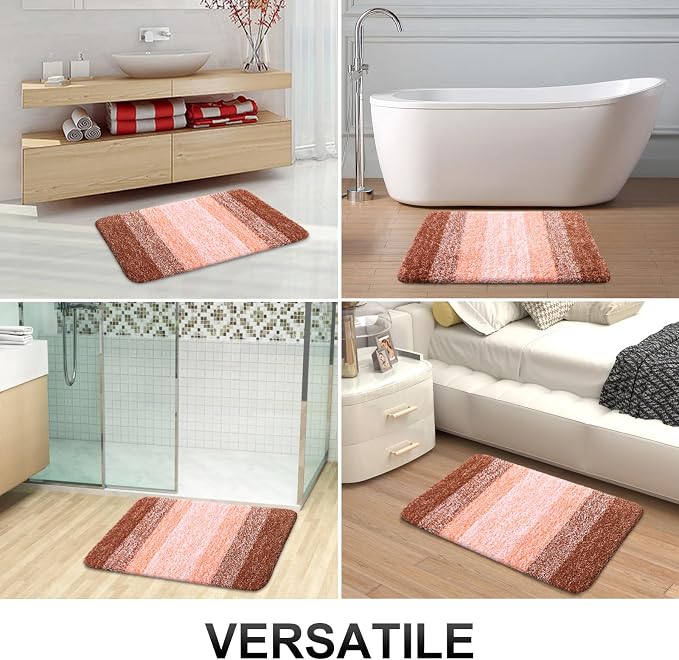 OLANLY Bathroom Rugs Mat 30x20, Extra Soft Absorbent Microfiber Bath Rugs, Rubber Backing, Quick Dry, Machine Washable Bath Mats for Bathroom Floor, Tub and Shower, Home Decor Accessories, Orange
